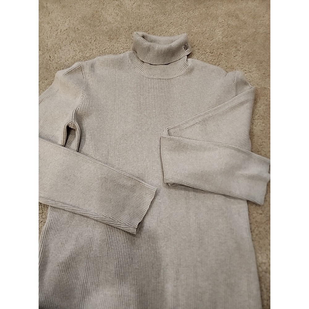 Lauren Ralph Lauren  Beige Ribbed Turtleneck Sweater Womens XL